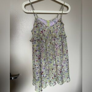 Urban Outfitters Light Green Floral Ruffle Sundress